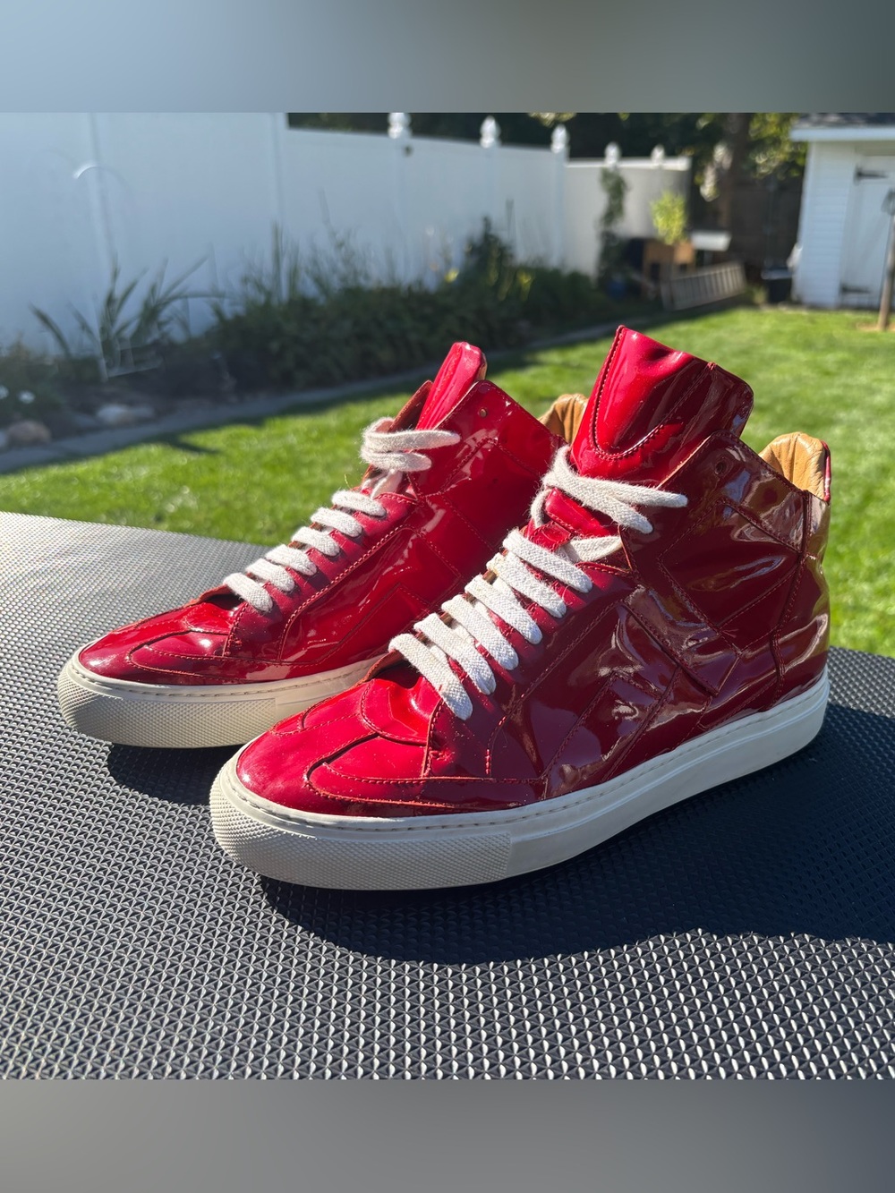 MM6 Maison Martin Margiela Red Patent Leather High Top Sneakers Size 38